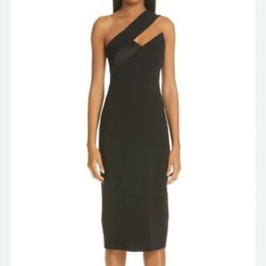 Cushnie Women's Lilia One-shoulder Fitted Knee Length Dress, Black, 6